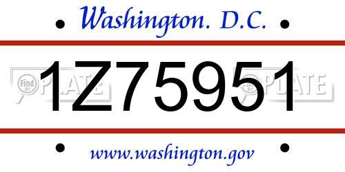 1Z75951 District Of Columbia License Plate