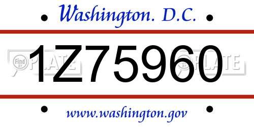 1Z75960 District Of Columbia License Plate