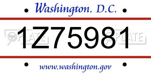 1Z75981 District Of Columbia License Plate