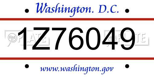1Z76049 District Of Columbia License Plate