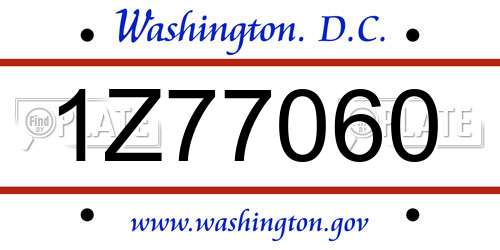 1Z77060 District Of Columbia License Plate