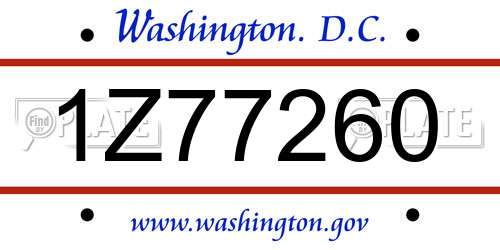 1Z77260 District Of Columbia License Plate