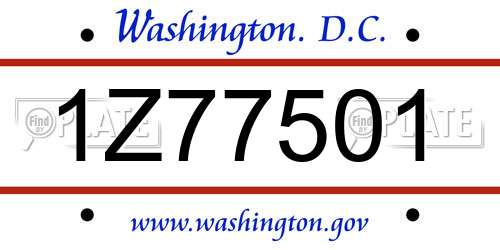 1Z77501 District Of Columbia License Plate