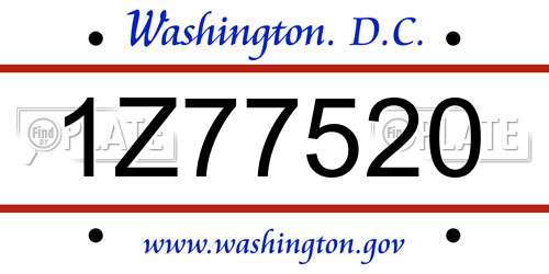 1Z77520 District Of Columbia License Plate