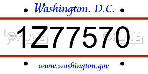 1Z77570 District Of Columbia License Plate
