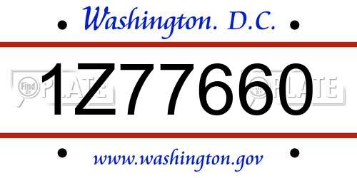 1Z77660 District Of Columbia License Plate