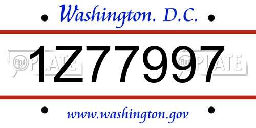 1Z77997 District Of Columbia License Plate