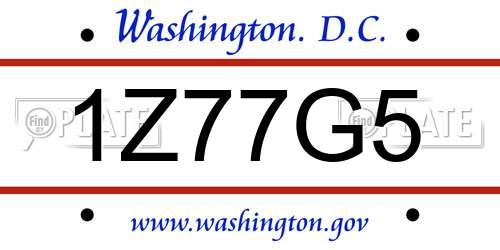 1Z77G5 District Of Columbia License Plate