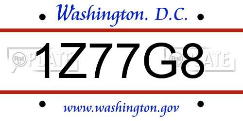 1Z77G8 District Of Columbia License Plate