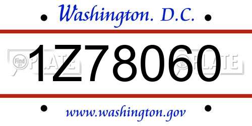 1Z78060 District Of Columbia License Plate