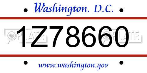 1Z78660 District Of Columbia License Plate