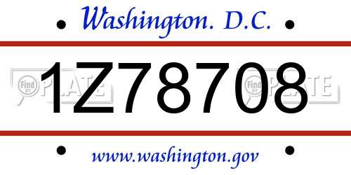 1Z78708 District Of Columbia License Plate