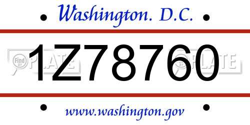 1Z78760 District Of Columbia License Plate