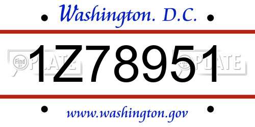 1Z78951 District Of Columbia License Plate