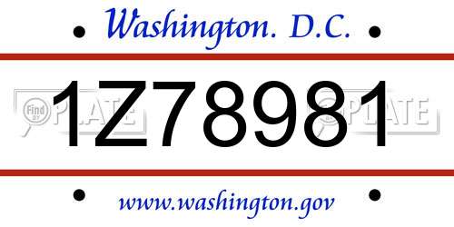 1Z78981 District Of Columbia License Plate