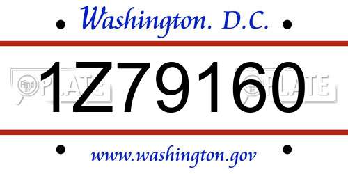 1Z79160 District Of Columbia License Plate