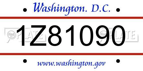 1Z81090 District Of Columbia License Plate