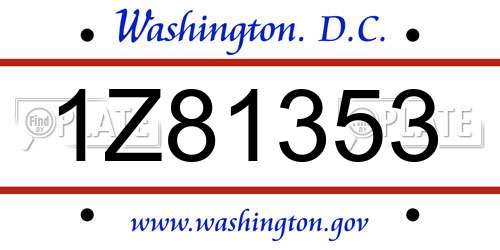 1Z81353 District Of Columbia License Plate