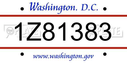 1Z81383 District Of Columbia License Plate