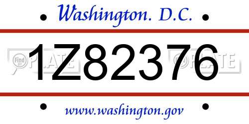 1Z82376 District Of Columbia License Plate
