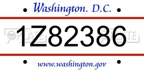 1Z82386 District Of Columbia License Plate