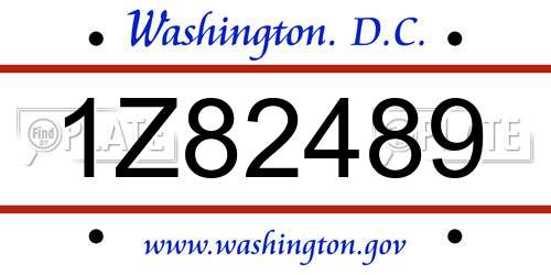 1Z82489 District Of Columbia License Plate