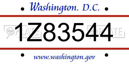 1Z83544 District Of Columbia License Plate