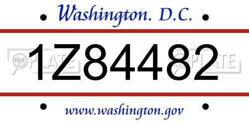 1Z84482 District Of Columbia License Plate