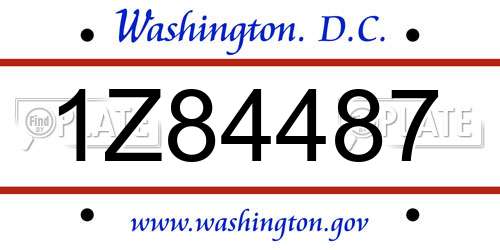 1Z84487 District Of Columbia License Plate
