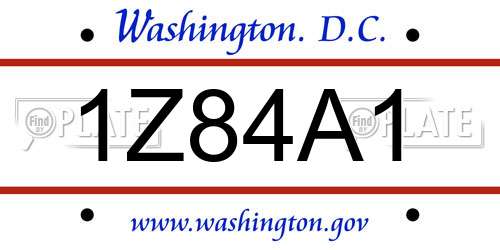 1Z84A1 District Of Columbia License Plate