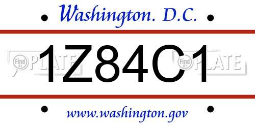 1Z84C1 District Of Columbia License Plate