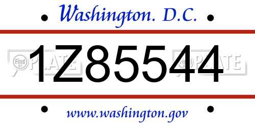 1Z85544 District Of Columbia License Plate