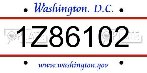 1Z86102 District Of Columbia License Plate