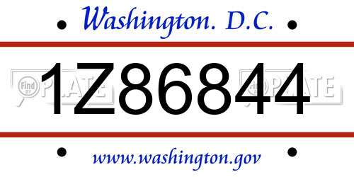 1Z86844 District Of Columbia License Plate