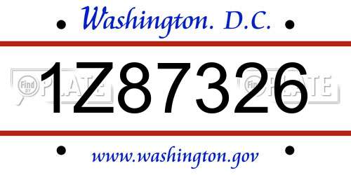 1Z87326 District Of Columbia License Plate