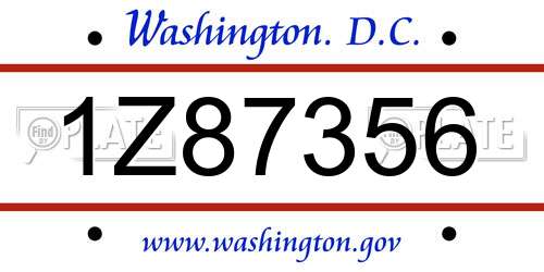 1Z87356 District Of Columbia License Plate
