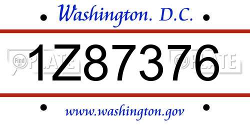 1Z87376 District Of Columbia License Plate
