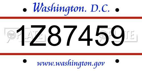 1Z87459 District Of Columbia License Plate