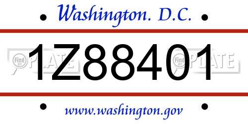 1Z88401 District Of Columbia License Plate