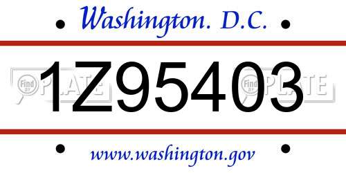 1Z95403 District Of Columbia License Plate