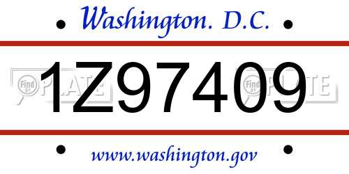1Z97409 District Of Columbia License Plate