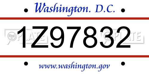 1Z97832 District Of Columbia License Plate