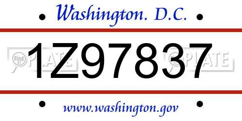 1Z97837 District Of Columbia License Plate