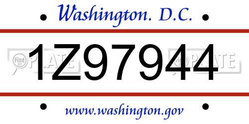 1Z97944 District Of Columbia License Plate