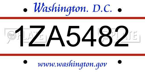 1ZA5482 District Of Columbia License Plate