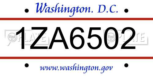 1ZA6502 District Of Columbia License Plate