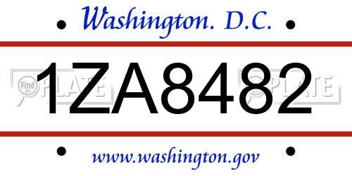 1ZA8482 District Of Columbia License Plate