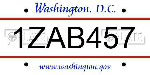 1ZAB457 District Of Columbia License Plate