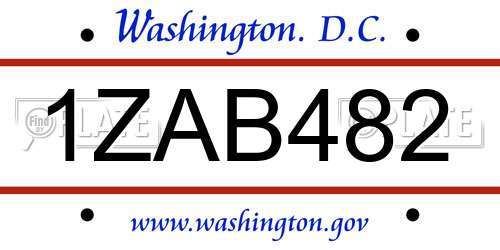 1ZAB482 District Of Columbia License Plate
