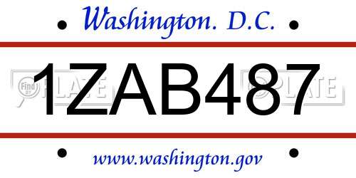 1ZAB487 District Of Columbia License Plate
